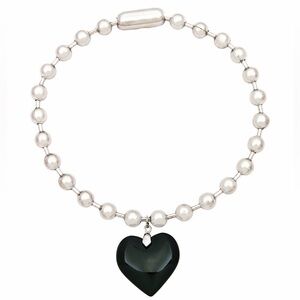 Lovers & Friends Parker Silver Bead Chain Black Glass Heart Pendant Necklace New